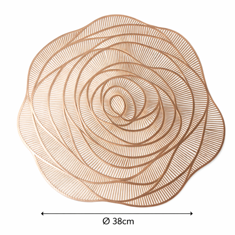 Decorazione sottopiatto. Fiore di Rosa dorati. 38cm