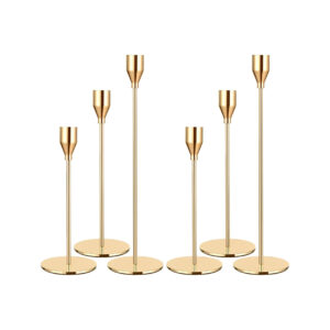 Set di 3 porta candele a forma di cono dorati (23-20-16cm)