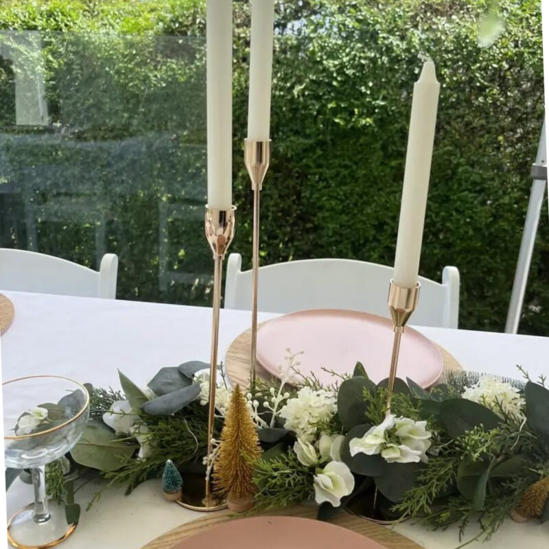 Set di 3 porta candele a forma di cono dorati (23-20-16cm)