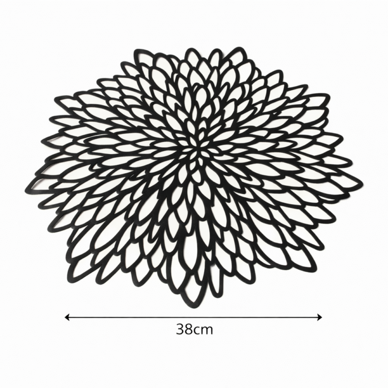 Decorazione sottopiatto. Fiore Nero. 38cm
