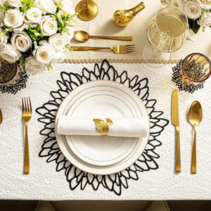 Decorazione sottopiatto. Fiore Nero. 38cm
