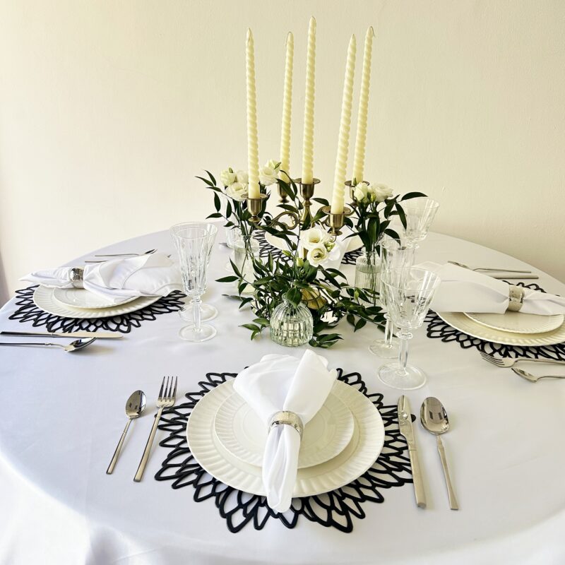 Decorazione sottopiatto. Fiore Nero. 38cm