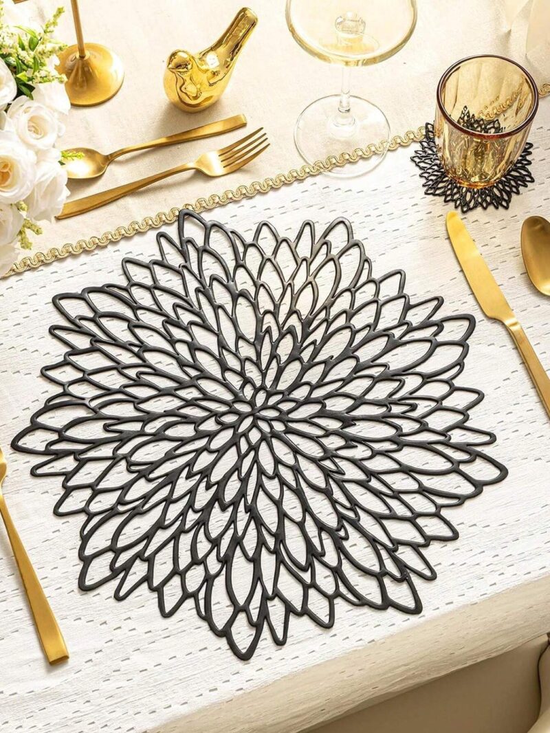 Decorazione sottopiatto. Fiore Nero. 38cm