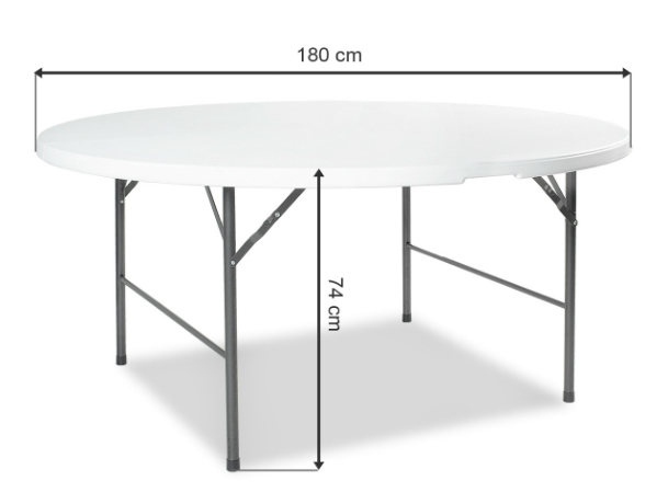 Tavolo rotondo pieghevole 180 cm (10-12 persone)
