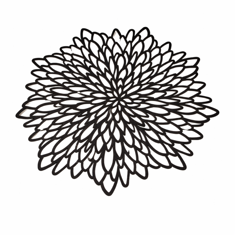 Decorazione sottopiatto. Fiore Nero. 38cm