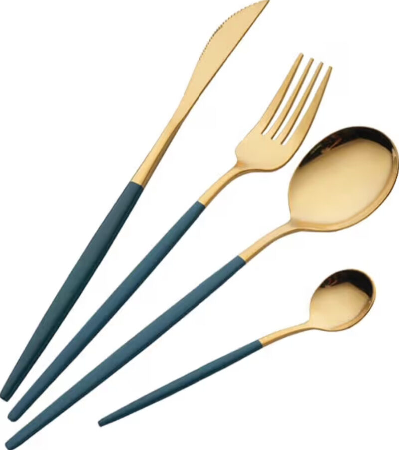 Set di posate di 5 pezzi. Oro/Verde