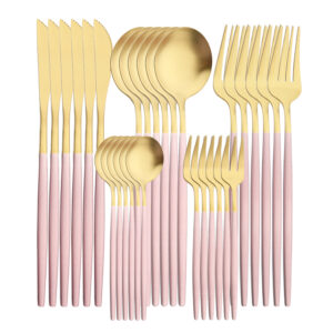 Set di posate di 5 pezzi. Oro/Rosa