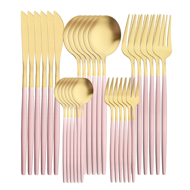 Set di posate di 5 pezzi. Oro/Rosa