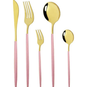 Set di posate di 5 pezzi. Oro/Rosa