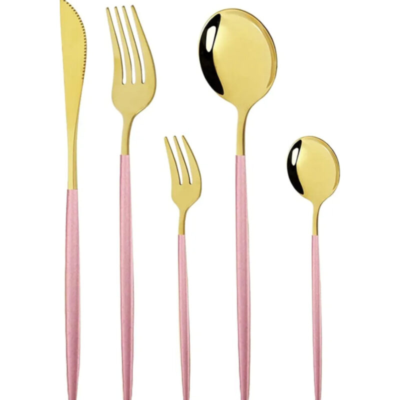 Set di posate di 5 pezzi. Oro/Rosa