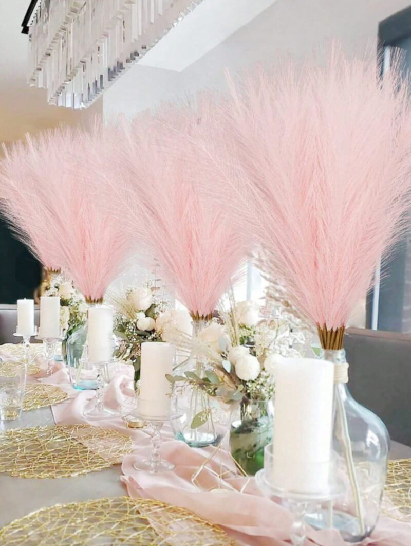 Pampas artificiale di colore bianco/rosa/beige