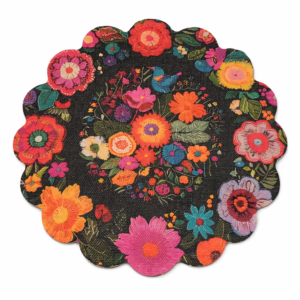 Decorazione sottopiatto. Ricamo fioreale 35cm