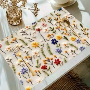 Decorazione sottopiatto. Lino con I fiori 30*45cm