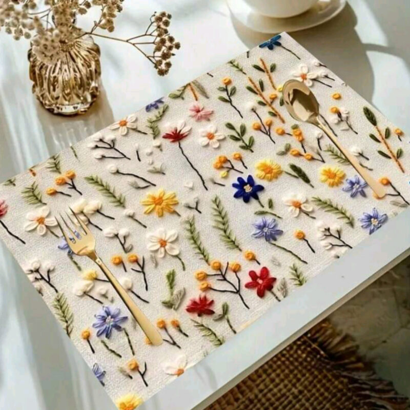 Decorazione sottopiatto. Lino con I fiori 30*45cm