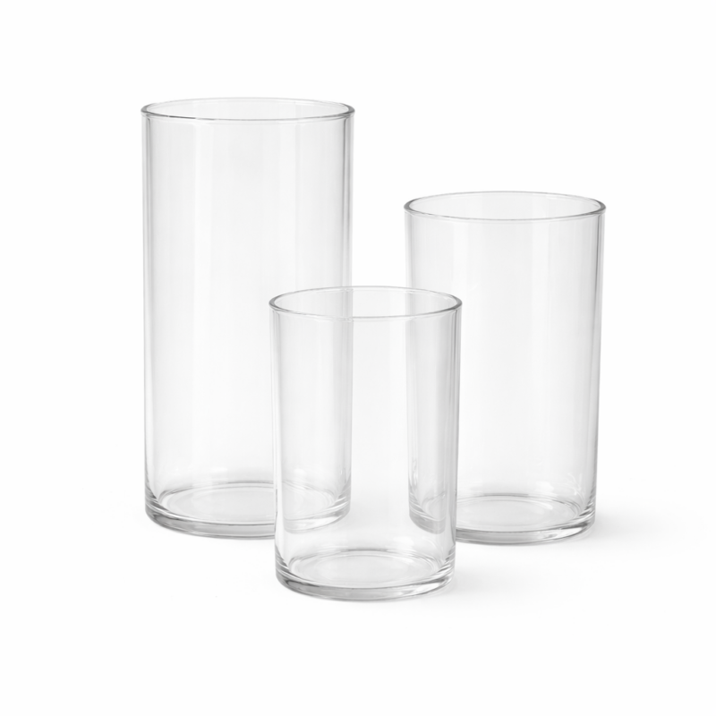 Set di 3pz. portacandele in vetro (20-15-10cm)