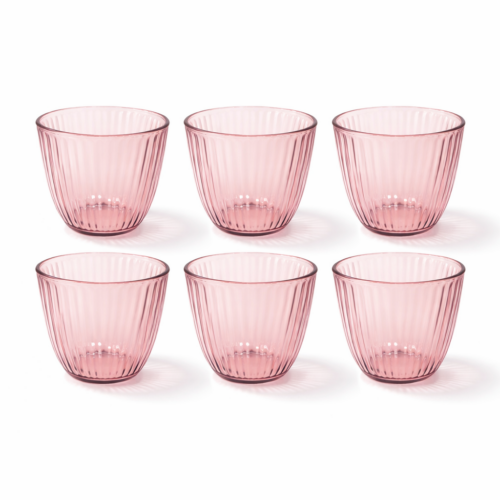 Bicchieri acqua colorati. Rosa cipra