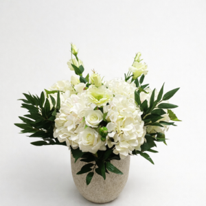 Composizione fiori bianchi con vaso h 60cm
