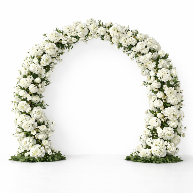 Arco di fiori per la cerimonia rotondo h 200cm. Bianco