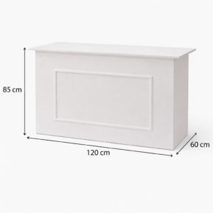 Bancone bianco per eventi. Smontabile e richiudibile. H85*L120*P60cm