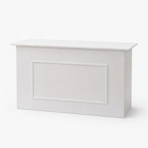 Bancone bianco per eventi. Smontabile e richiudibile. H85*L120*P60cm