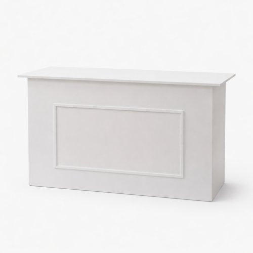 Bancone bianco per eventi. Smontabile e richiudibile. H85*L120*P60cm
