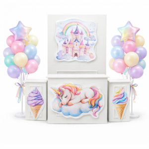 Set strutture per eventi 4pz. Bancone, backdrop, 2 colonnine