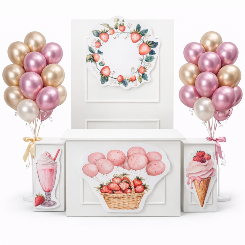 Set strutture per eventi 4pz. Bancone, backdrop, 2 colonnine